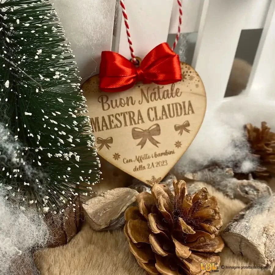 Pallina di Natale in legno Regalo per Maestra personalizzabile