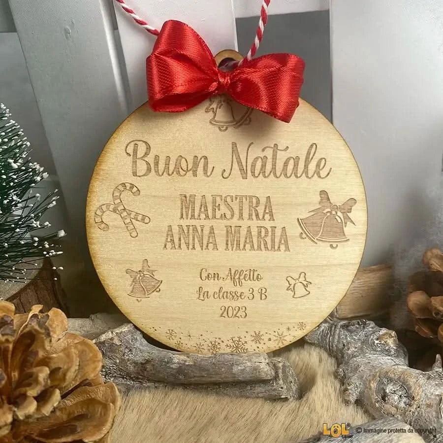 Pallina di Natale in legno Regalo per Maestra personalizzabile