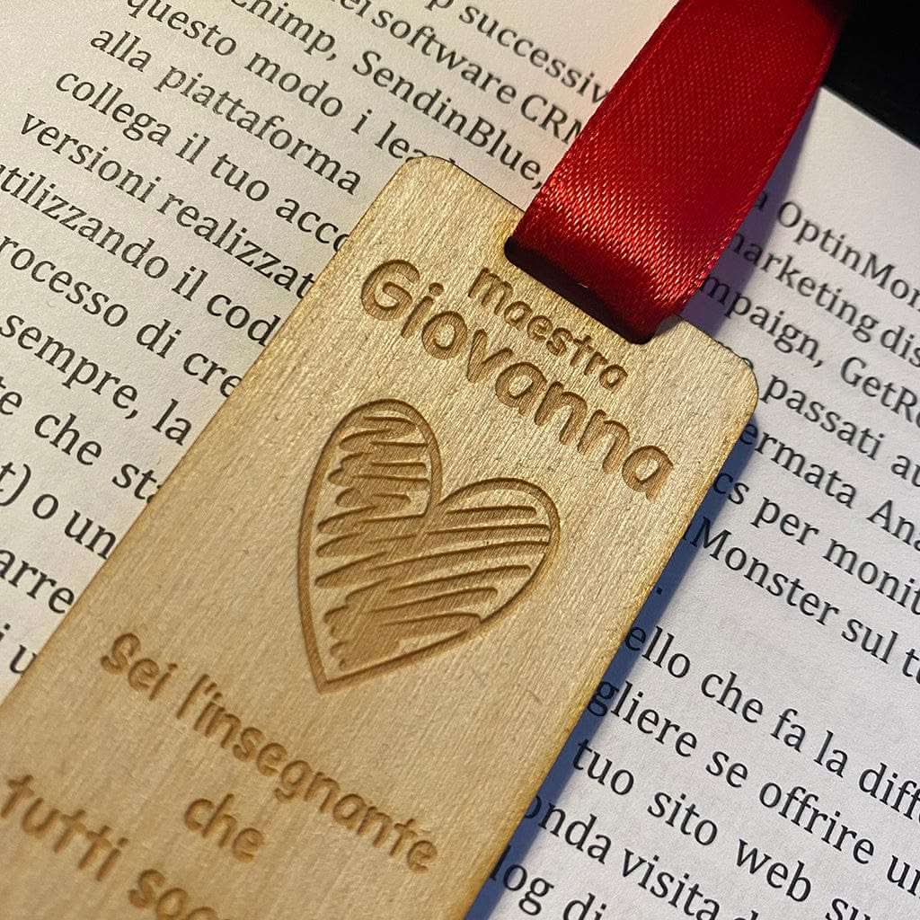 Segnalibro Regalo Maestra in legno con dedica personalizzata