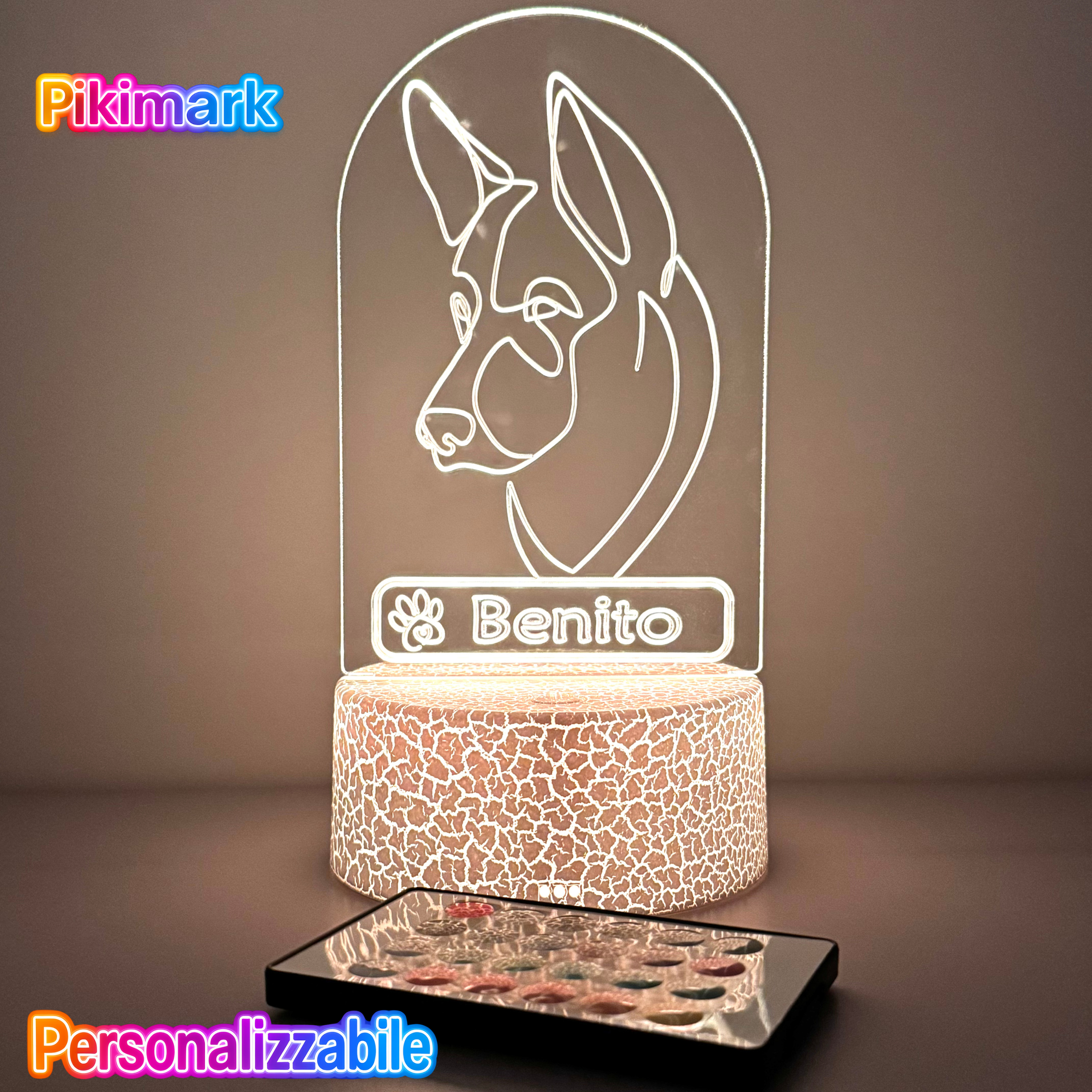 Lampada LED RGB - Pastore tedesco con nome