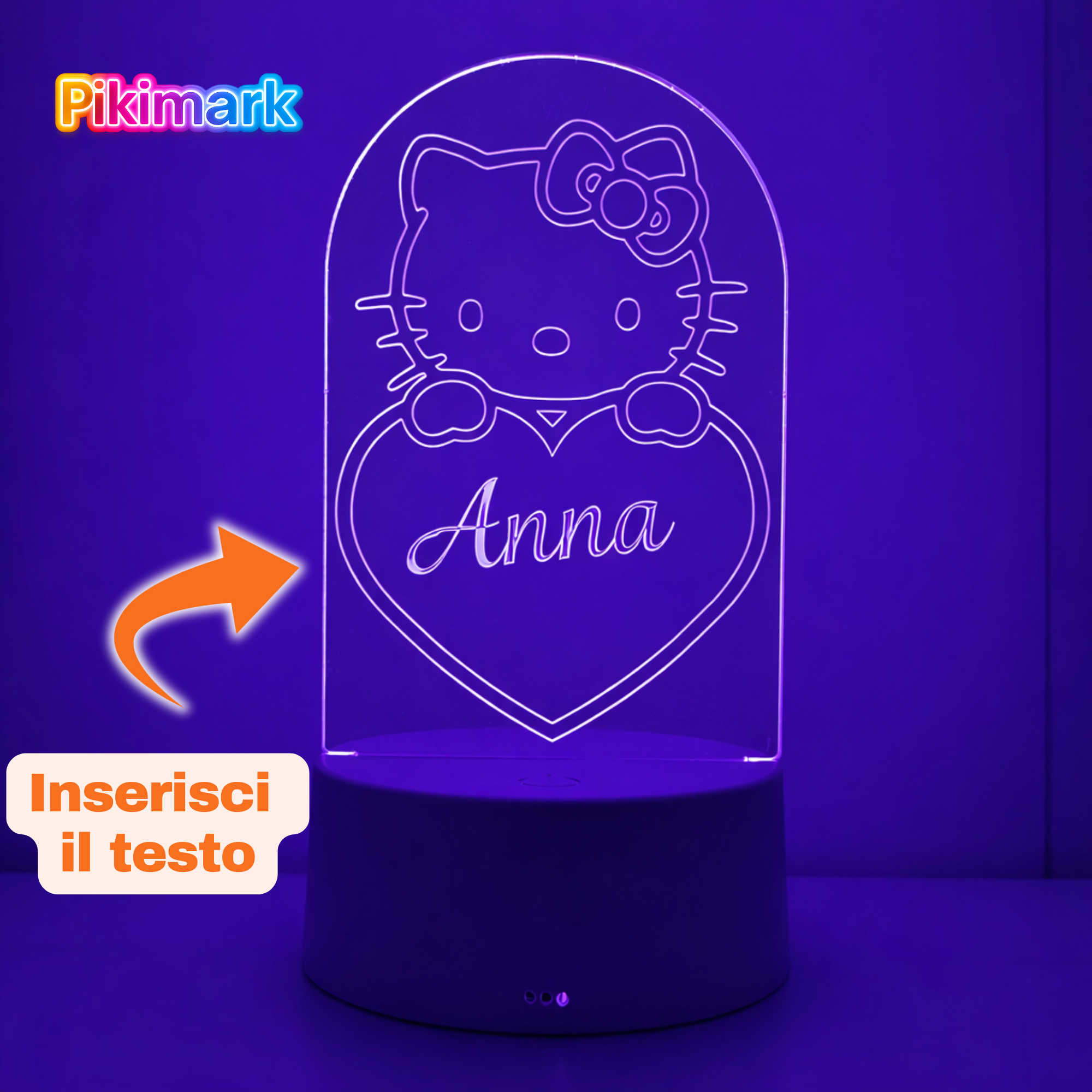 Lampada LED RGB - Hello Kitty Nome