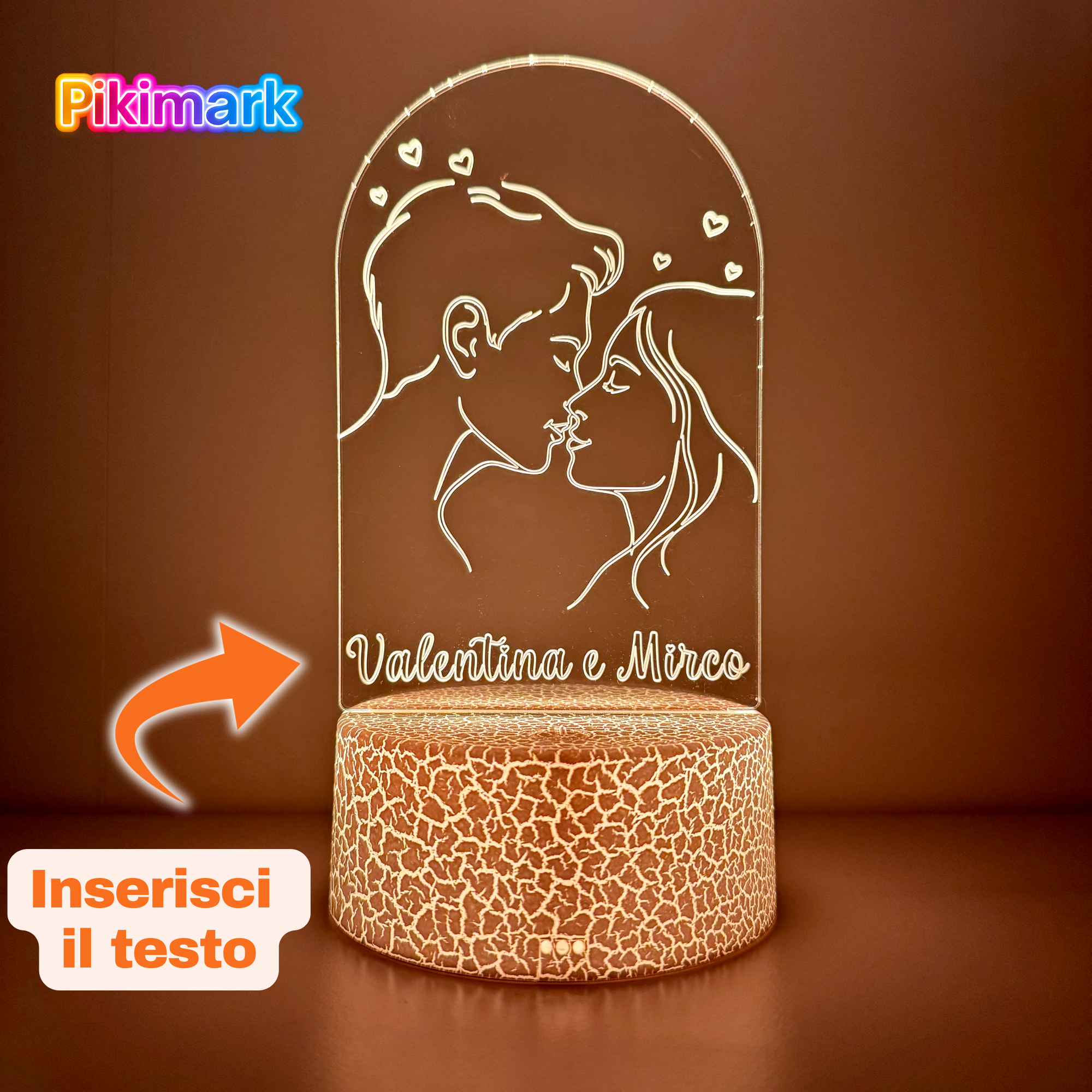 Lampada LED RGB - Kiss con nomi