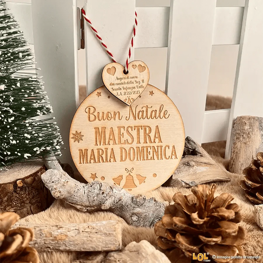 Pallina di Natale in legno Regalo per Maestra personalizzabile