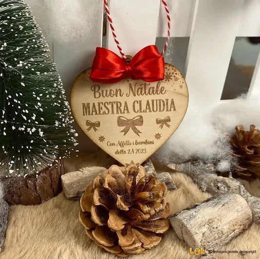 Pallina di Natale in legno Regalo per Maestra personalizzabile