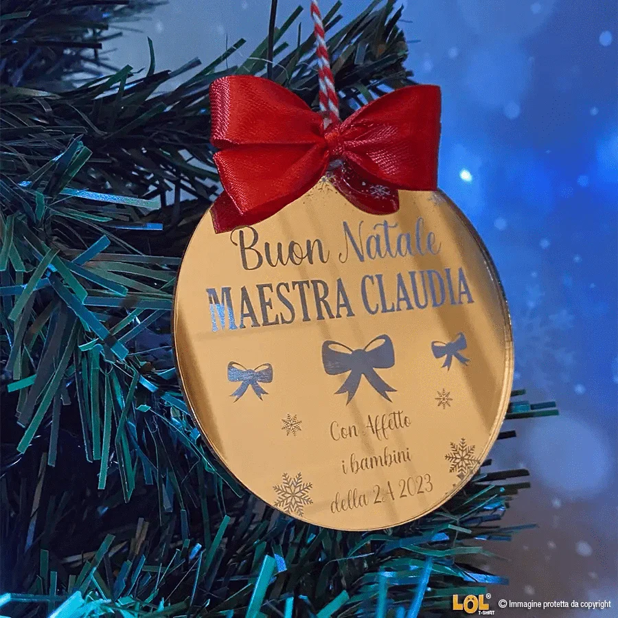 Pallina di Natale in Plexiglass Regalo per Maestra personalizzabile