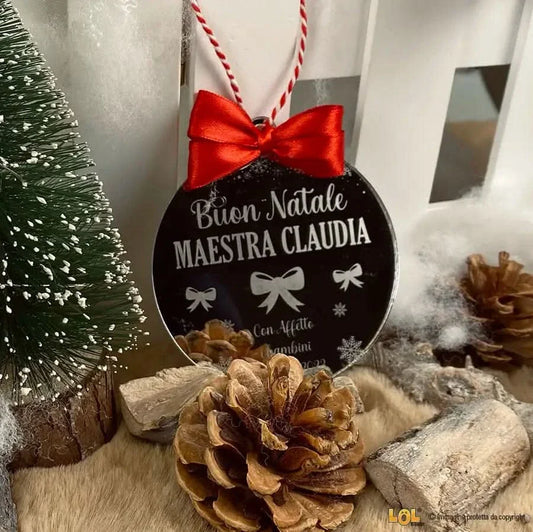 Pallina di Natale in Plexiglass Specchio Regalo per Maestra personalizzabile