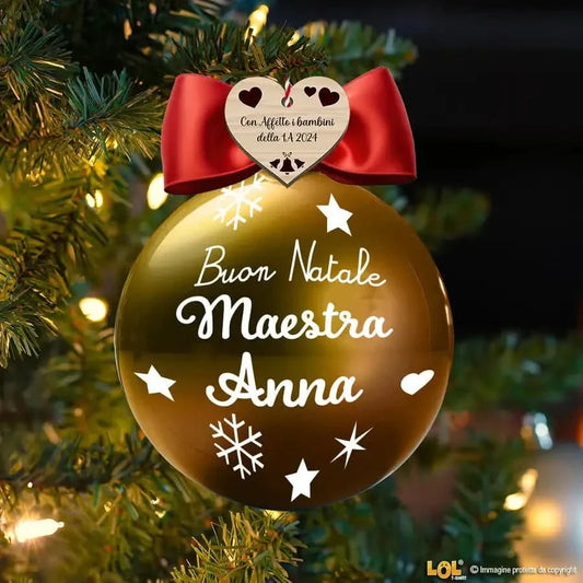 Pallina di Natale Lucida Personalizzata con Nome Maestra e Dedica