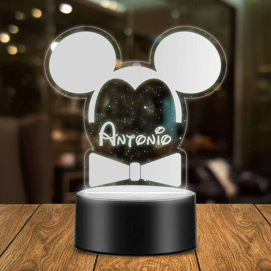 Lampada Led Personalizzata con Nome a forma di Orecchie Topolino