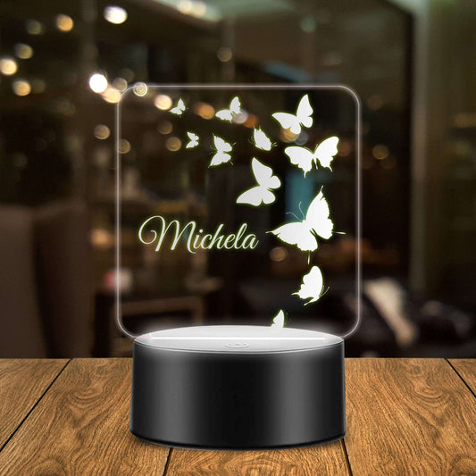 Lampada Led Personalizzata con nome con farfalle