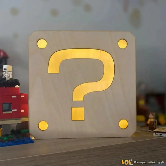 Lampada in legno Blocco Punto Interrogativo Super Mario Bross