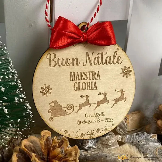 Pallina di Natale in legno Regalo per Maestra personalizzabile