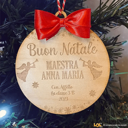Pallina di Natale in legno Regalo per Maestra personalizzabile