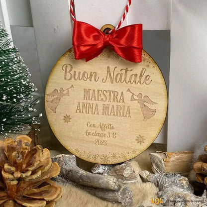 Pallina di Natale in legno Regalo per Maestra personalizzabile