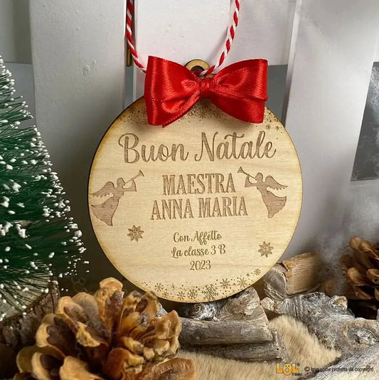 Pallina di Natale in legno Regalo per Maestra personalizzabile