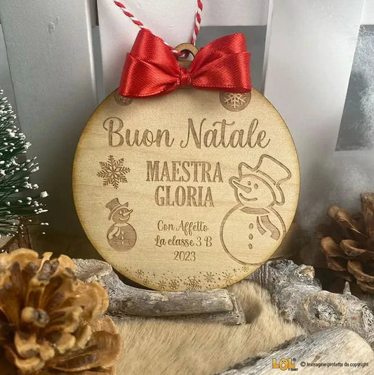 Pallina di Natale in legno Regalo per Maestra personalizzabile