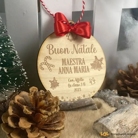 Pallina di Natale in legno Regalo per Maestra personalizzabile