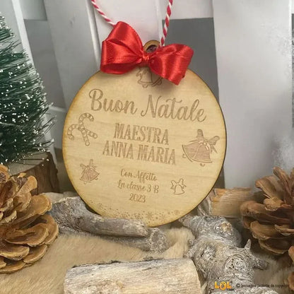 Pallina di Natale in legno Regalo per Maestra personalizzabile