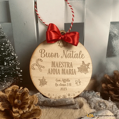 Pallina di Natale in legno Regalo per Maestra personalizzabile