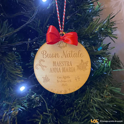 Pallina di Natale in legno Regalo per Maestra personalizzabile